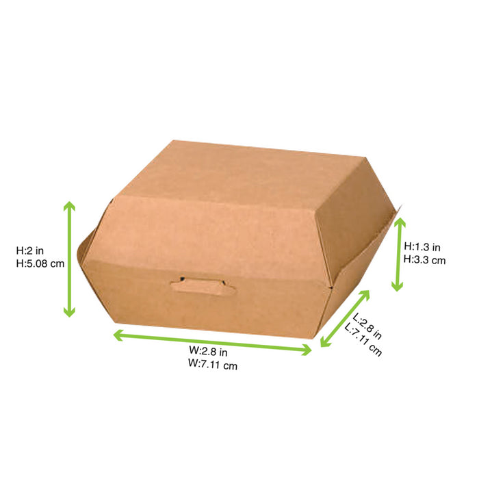 Caja de cartón kraft para hamburguesas 75x75mm A50mm - 50Uds