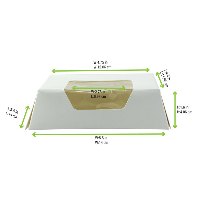 Caja pastelera blanca con tapa visagra con ventana 140x140mm A40mm - 180Uds