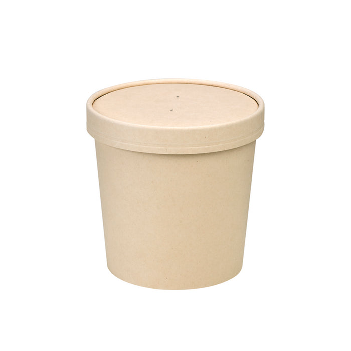 Vaso sopa cartón-fibra de bambú para caliente/frío con tapa 710ml A110mm - 25Uds
