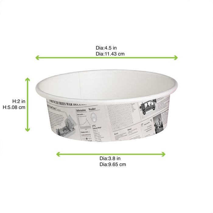 Tarrinas Deli redonda de cartón diseño News 360ml Ø114mm A54mm - 50Uds