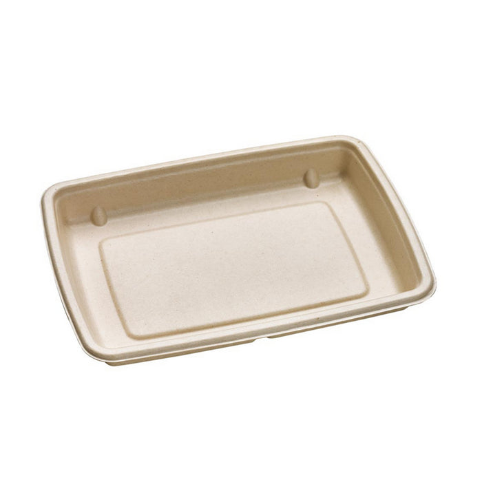 Bandeja de pulpa rectangular laminada PLA marrón 226x163mm A28mm - 50Uds
