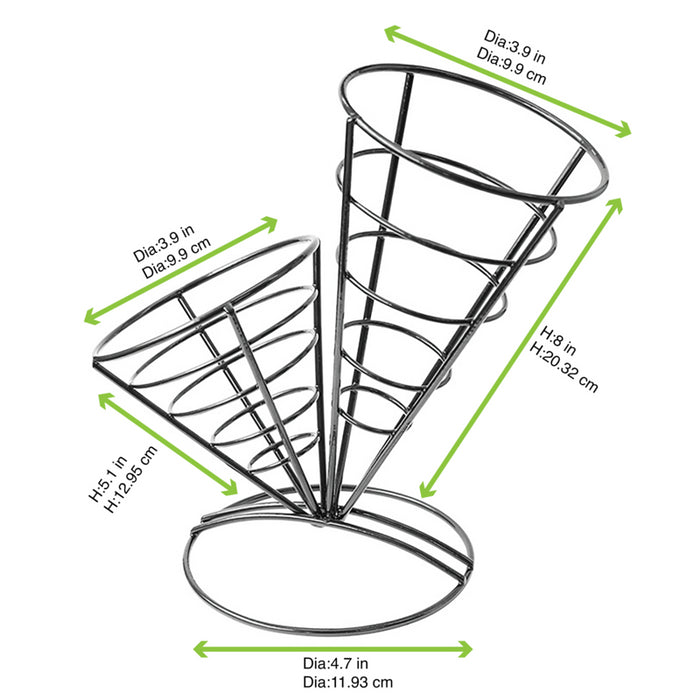 Doble porta conos de metal negro 267x241mm - 6Uds