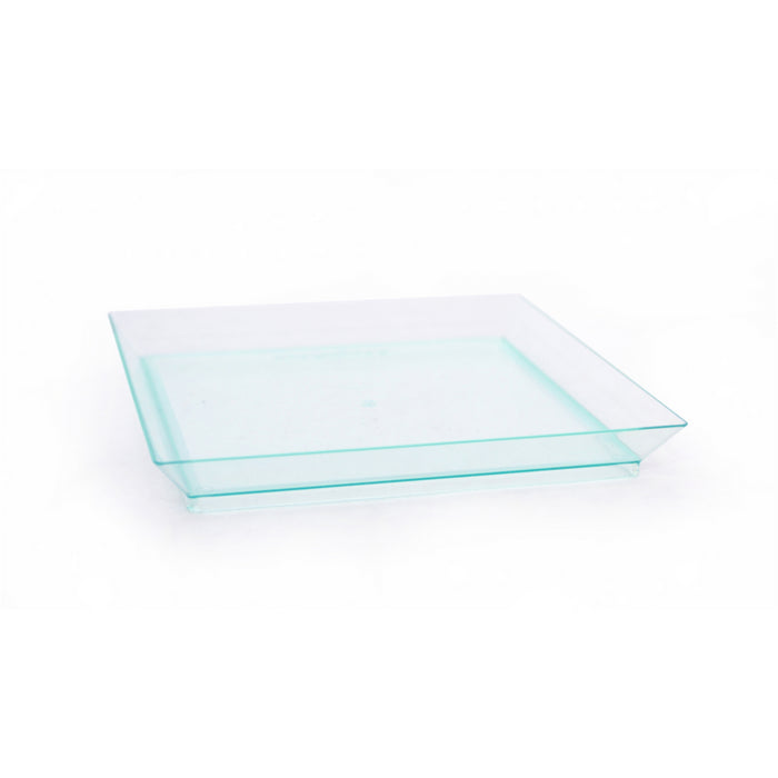 Plato verde transparente rectangular en PS KLARITY 130x130mm - 50Uds