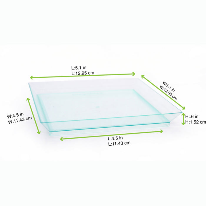 Plato verde transparente rectangular en PS KLARITY 130x130mm - 50Uds