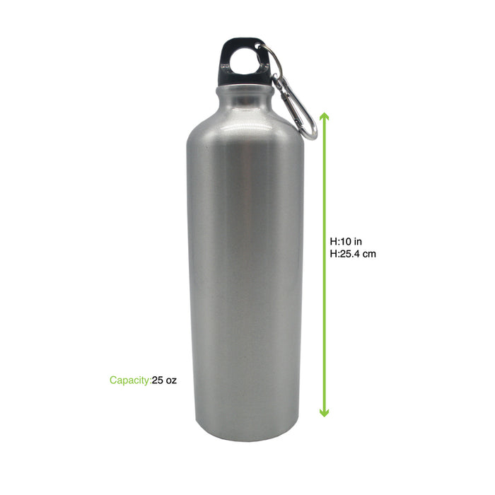 Botella de agua de aluminio Noxbottle con tapón de clip de mosquetón 750ml A255mm - 24Uds