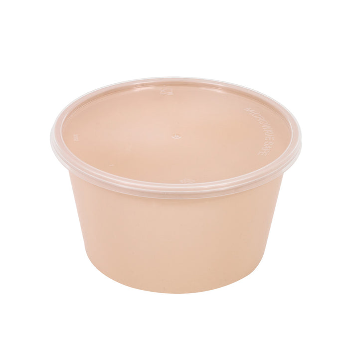 Cuenco reutilizable PP injectado beige con tapa transparente 470ml Ø159mm A52mm - 50Uds