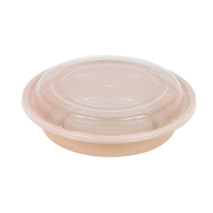 Cuenco reutilizable PP injectado beige con tapa transparente 700ml Ø182mm A51mm - 50Uds