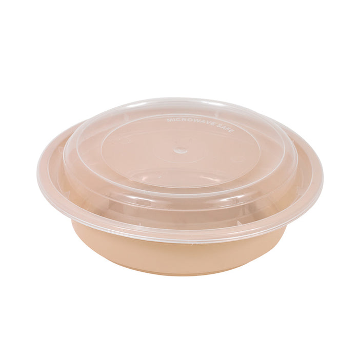 Cuenco reutilizable PP injectado beige con tapa transparente 470ml Ø120mm A66mm - 50Uds