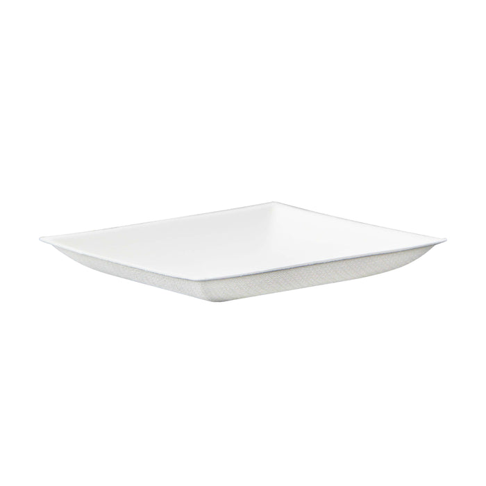 Plato cuadrado de pulpa blanco 90x90mm - 100Uds