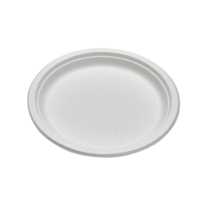 Plato redondo de caña de azúcar blanco Ø261mm A21mm - 50Uds