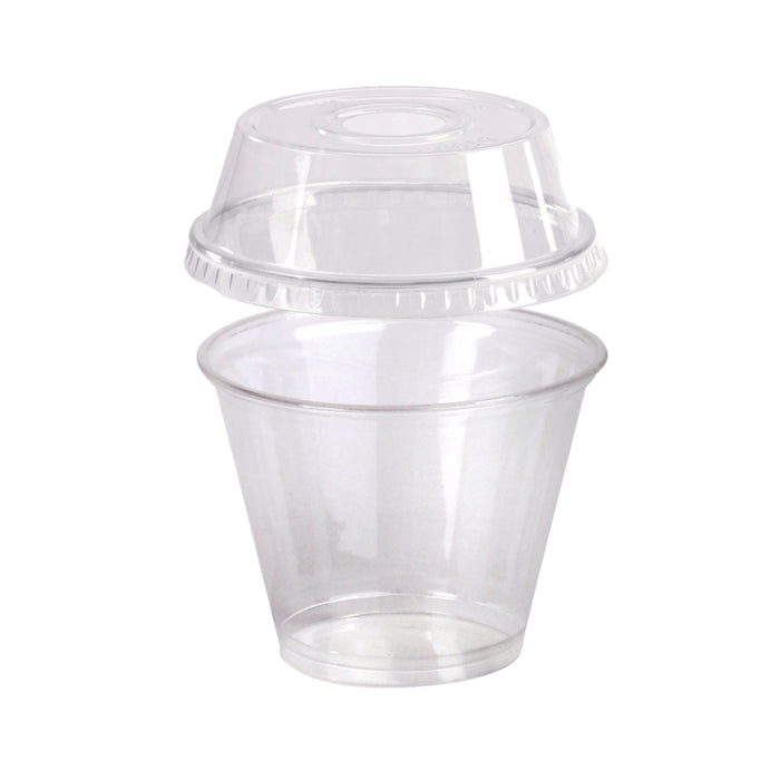 Combo vaso + tapa alta PET con agujero 270ml A88mm - 25Uds