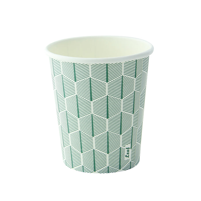 Vaso de cartón blanco con decoración de hojas 230ml A92mm - 50Uds