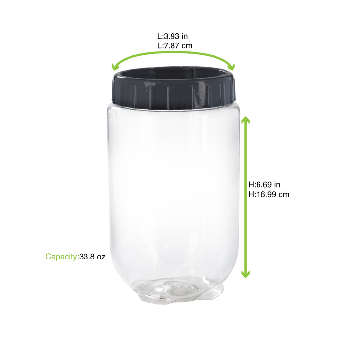 Tarro Bokolock PET reutilizable con tapa con clip, apilable 1000ml A170mm - 24Uds