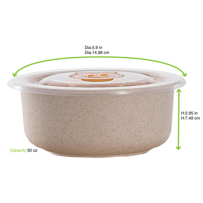 Cuenco Reutilizable Huskly Beige con Tapa de PP 900ml Ø150mm A75mm - 20Uds