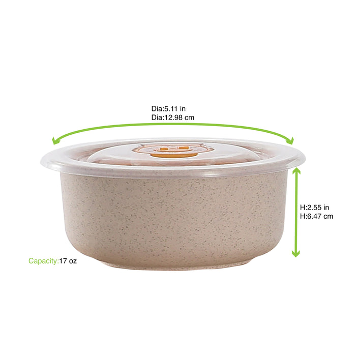 Cuenco Reutilizable Huskly Beige con Tapa de PP 500ml Ø130mm A65mm - 30Uds