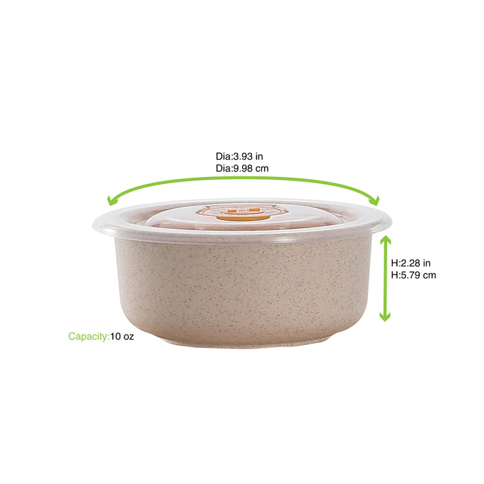 Cuenco Reutilizable Huskly Beige con Tapa PP 300ml Ø100mm A58mm - 40Uds