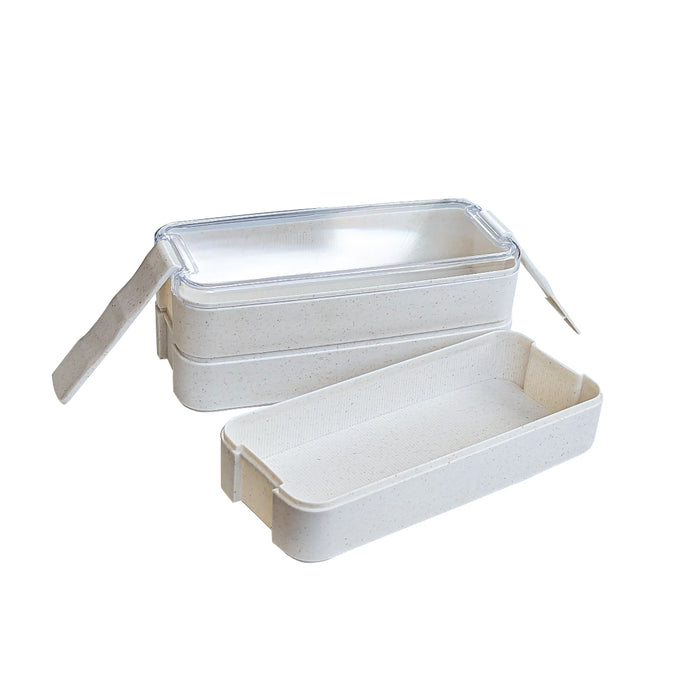 Caja Bento Reutilizable Huskly DE 3 CAPAS Beige 900ml 185x80mm A103mm - 20Uds
