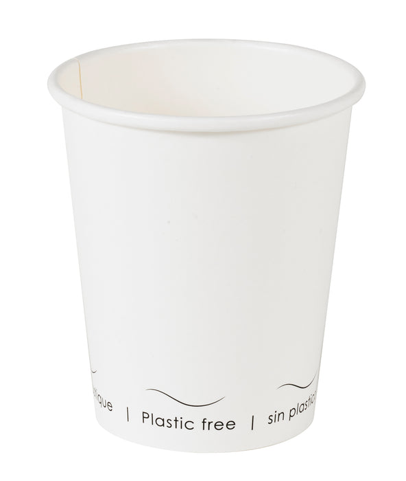 Vaso de cartón blanco Eden sin plástico, Base agua 230ml A92mm - 50Uds