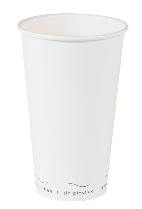 Vaso de cartón blanco Eden sin plástico, Base agua 470ml A136mm - 50Uds
