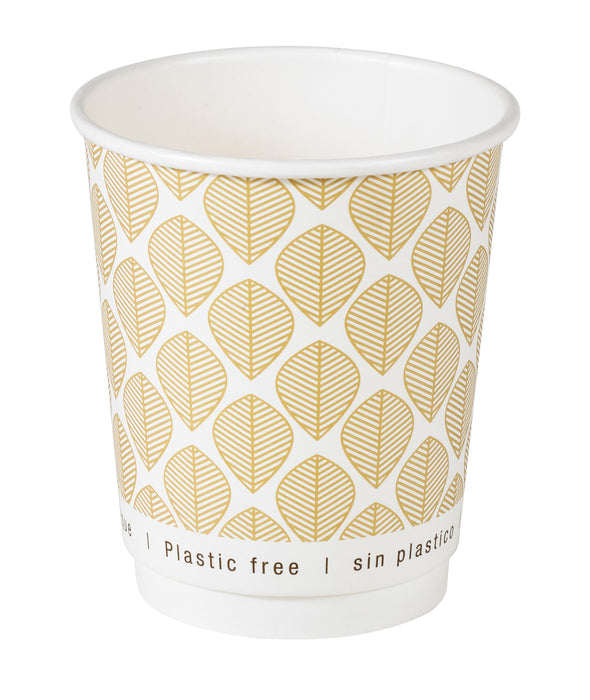 Vaso de cartón estampado de doble pared sin plástico, Base agua 230ml Ø80mm A92mm - 25Uds