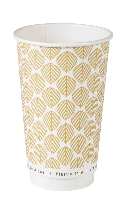 Vaso de cartón estampado de doble pared sin plástico, Base agua 460ml A136mm - 25Uds