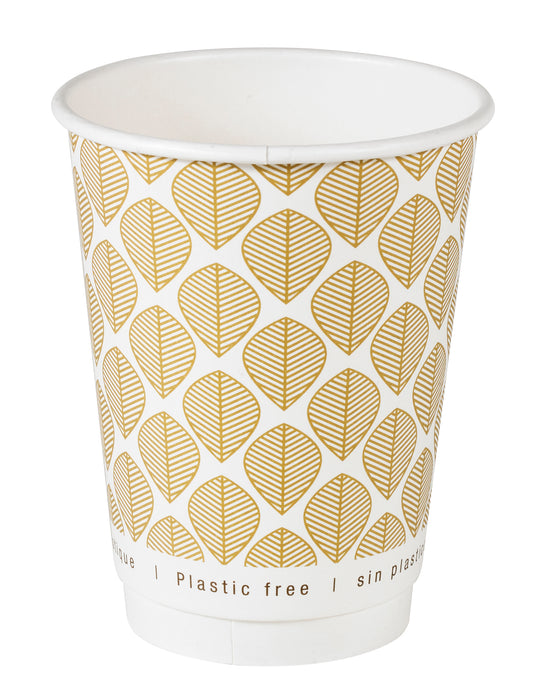 Vaso de cartón estampado de doble pared sin plástico, Base agua 350ml Ø90mm A110mm - 25Uds