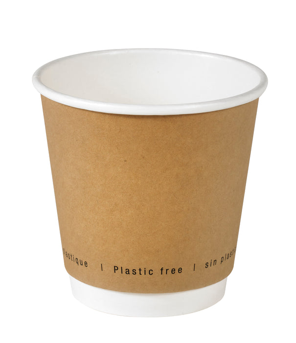 Vaso de cartón marrón de doble pared sin plástico, Base agua 300ml A86mm - 25Uds