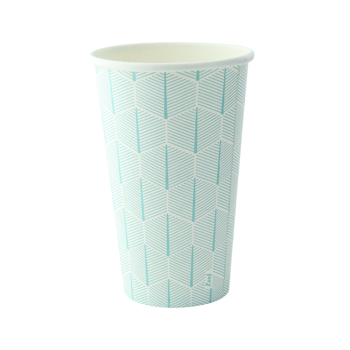 Vaso de cartón blanco con decoración de hojas 350ml A110mm - 50Uds