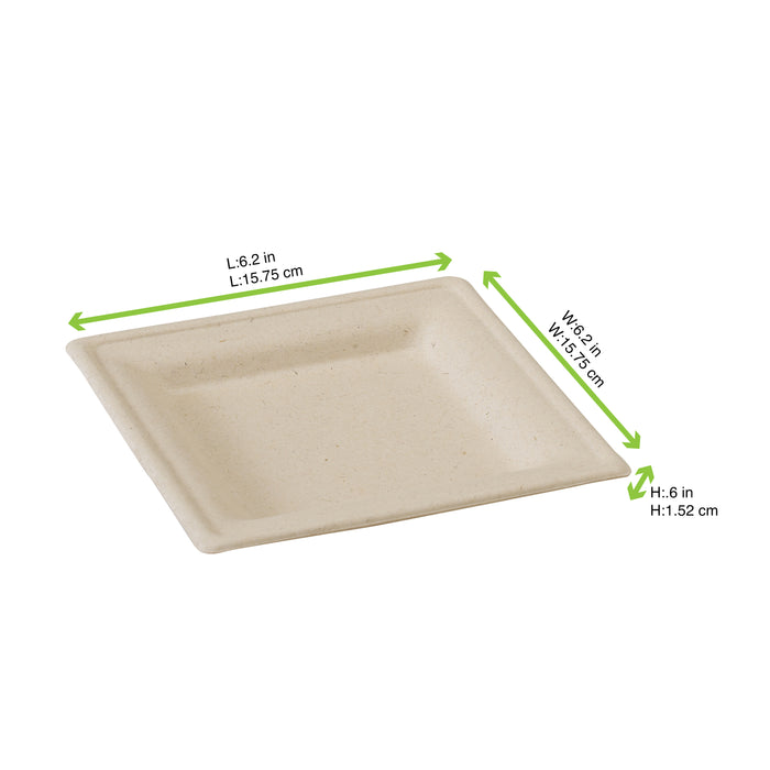 Plato marrón cuadrado de pulpa. 160x160mm - 125Uds