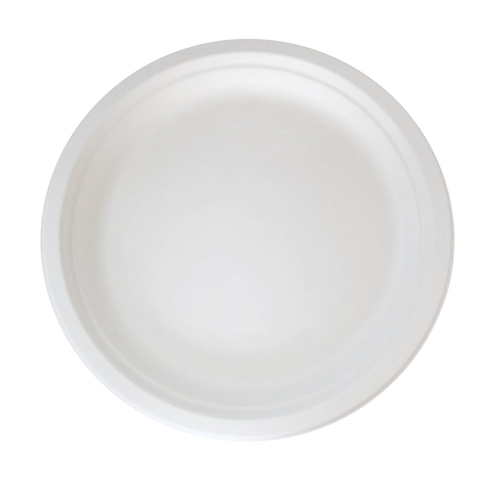 Plato redondo de caña de azúcar blanco Ø220mm - 50Uds