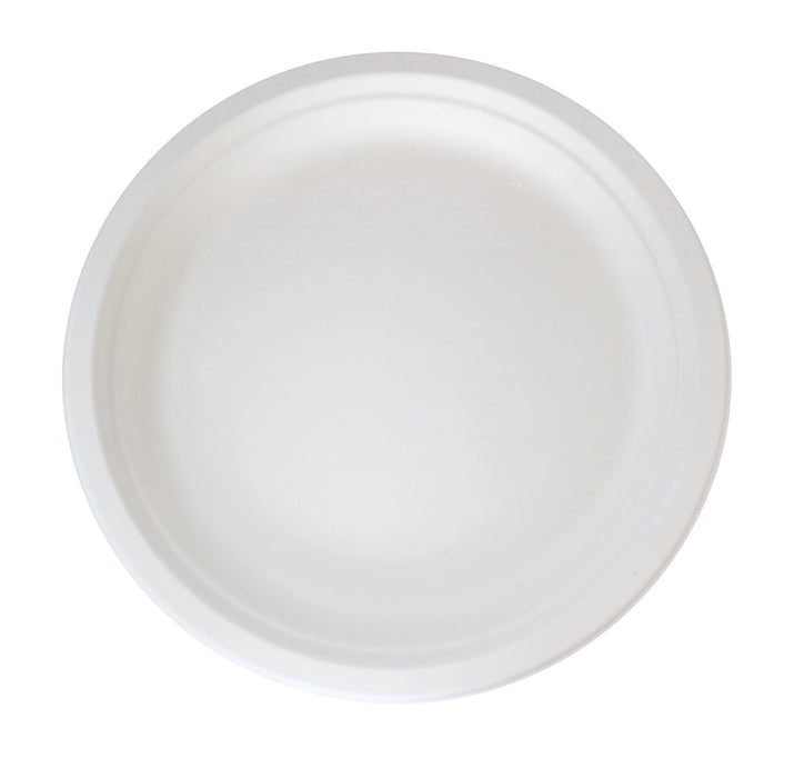 Plato redondo de caña de azúcar blanco Ø242mm A23mm - 25Uds