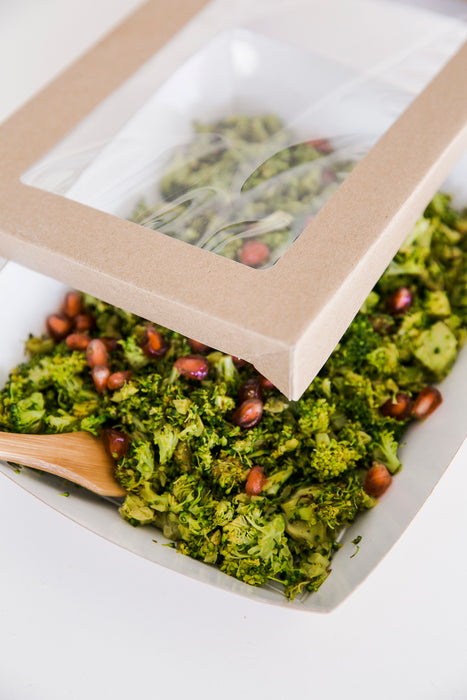 Caja horneable rectangular de cartón marrón con tapa ventana KRAY 225x155mm A50mm - 25Uds