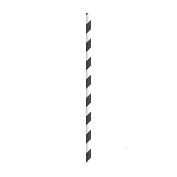 Pajita de papel negro/blanco para batidos A197mm - 500Uds