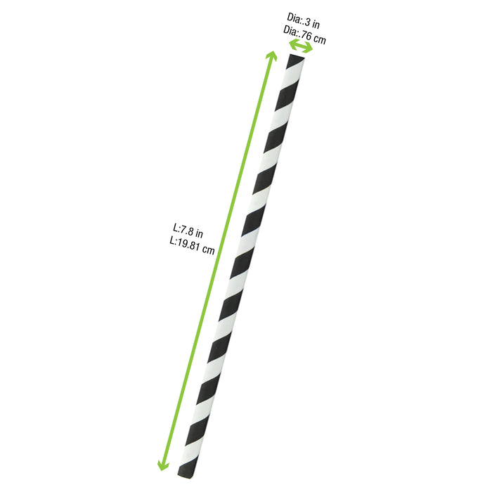 Pajita de papel negro/blanco para batidos A197mm - 500Uds