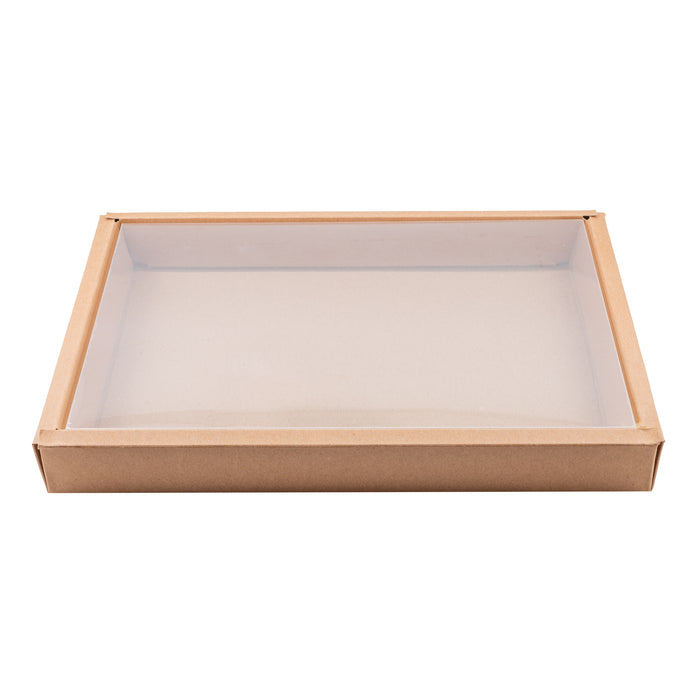 Combo de caja de sushi kraft con tapa de PET 310x215mm A35mm - 50Uds