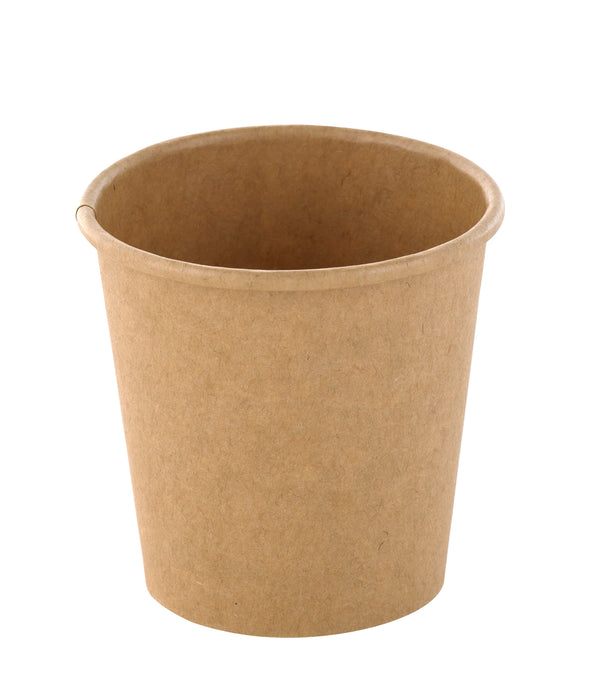 Tarrina caliente/frio en cartón kraft marrón sin plástico, Base agua 100ml A58mm - 50Uds