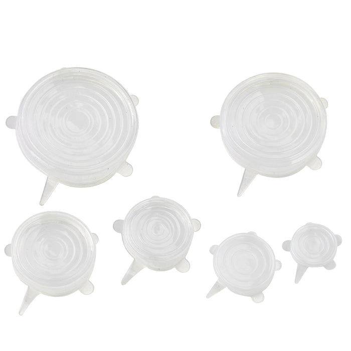 Set de 6 tapas reutilizables de silicona, diámetros 65/95/115/145/165/205 mm - 10Uds