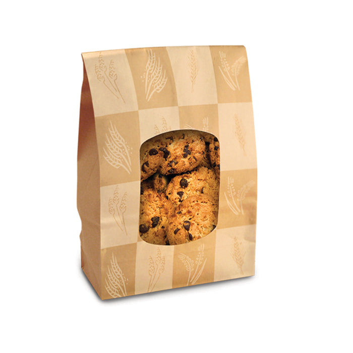 Bolsa de papel Ecokraft SOS marrón con ventana y cierre plegable metálico 120x60mm A240mm - 500Uds