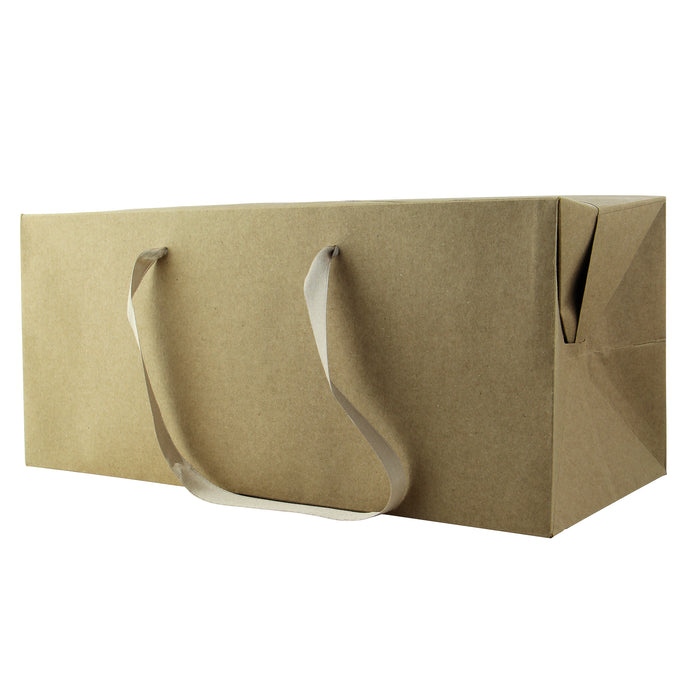 Bolsa caja de cartón kraft con asas de tela 300x200mm A170mm - 25Uds