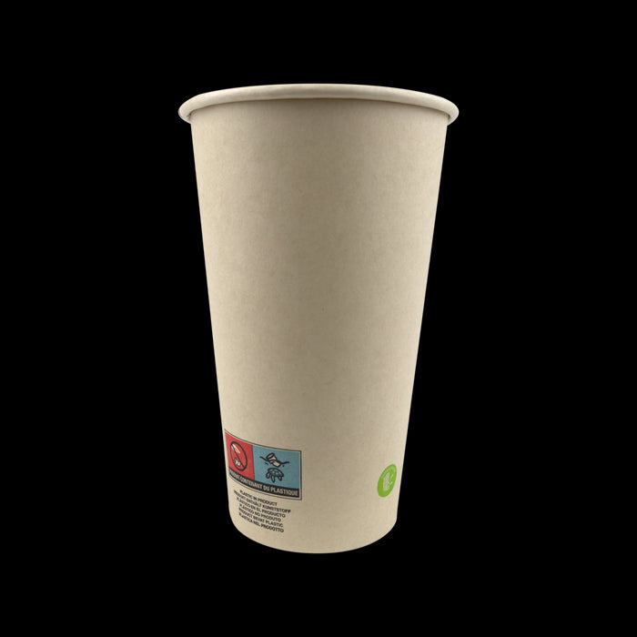 Vaso de cartón de fibra de bambú blanco con laminación PE 460ml A136mm - 50Uds
