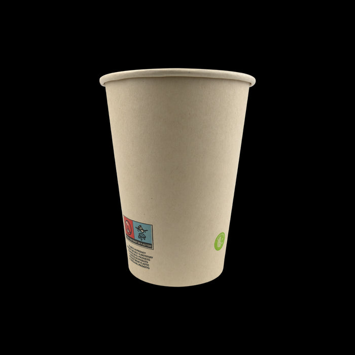 Vaso de cartón de fibra de bambú blanco con laminación PE 350ml A110mm - 50Uds