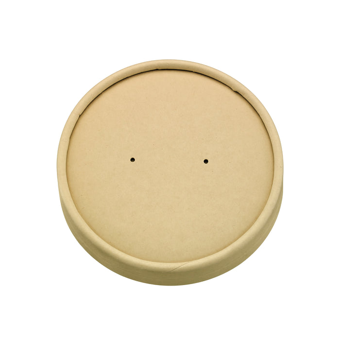 Tapa plana de cartón kraft marrón sin plástico, Base agua Ø185mm - 45Uds