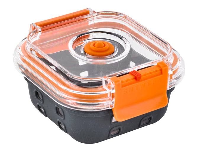 Fiambrera COOK SHOW de vidrio borosilicato con tapa hermética de acrilico y funda de silicona 310ml 112x112mm A48mm - 24Uds