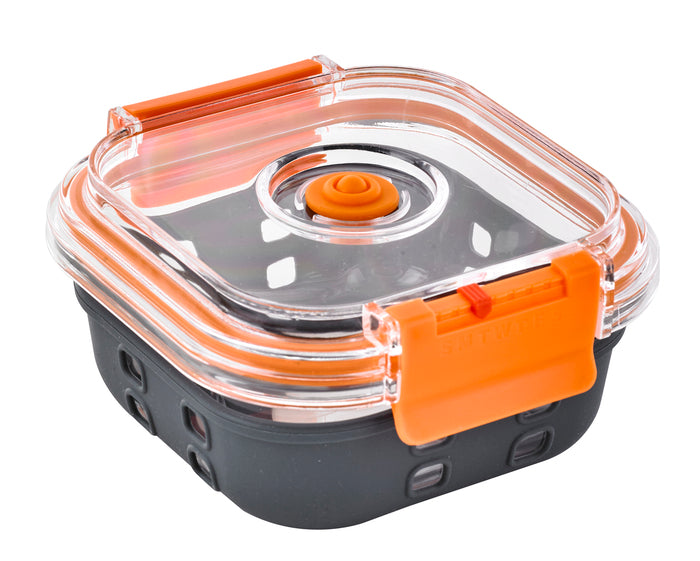 Fiambrera COOK SHOW de vidrio borosilicato con tapa hermética de acrilico y funda de silicona 510ml 132x132mm A53mm - 24Uds