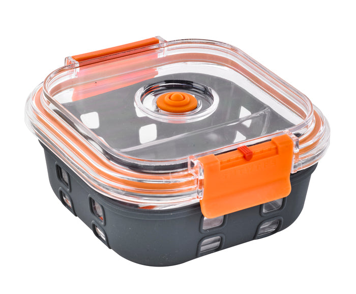 Fiambrera COOK SHOW de vidrio borosilicato con tapa hermética de acrilico y funda de silicona 770ml 152x152mm A60mm - 24Uds