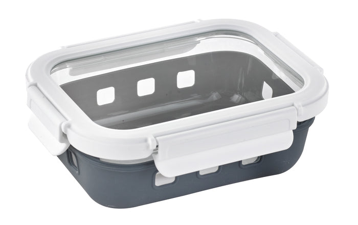 Fiambrera COOK SHOW de vidrio borosilicato con tapa transparente y funda de silicona 660ml 170x125mm A53mm - 24Uds