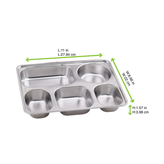 Noxtray Bandeja de acero inoxidable 5 compartimentos con tapa de pp 280x220mm A40mm - 10Uds