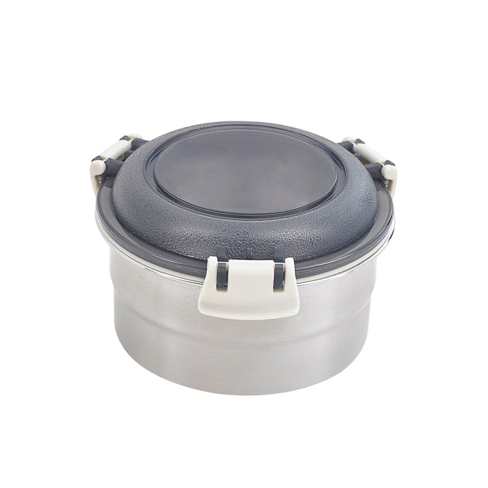 Noxbox Fiambrera redonda de acero inoxidable con tapa de pp negro 600ml Ø137mm A73mm - 12Uds