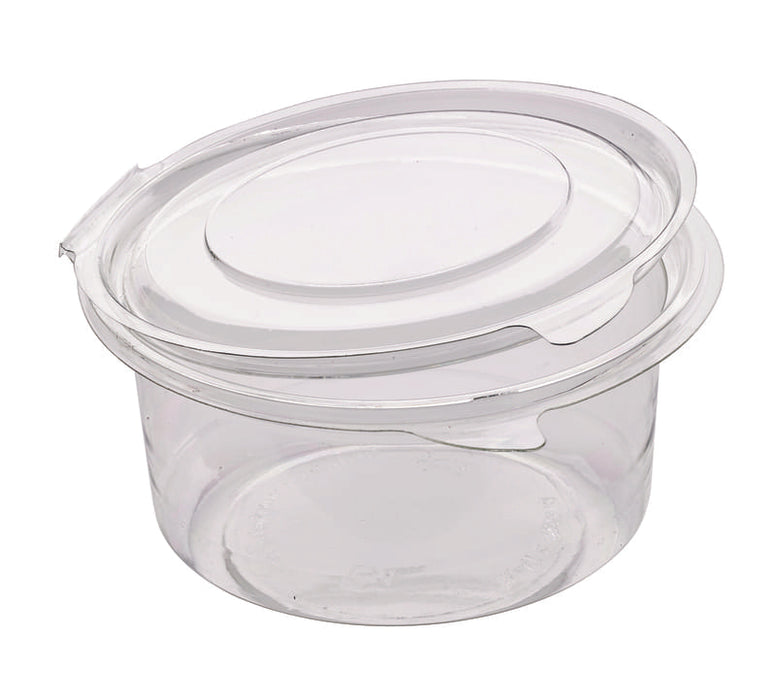 Tarrina Deli PET redonda transparente con tapa bisagra 400ml Ø115mm A60mm - 50Uds