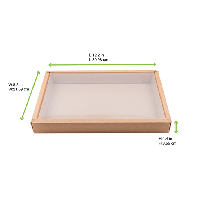 Combo de caja de sushi kraft con tapa de PET 310x215mm A35mm - 50Uds
